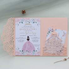 10张/包 闪光纸奢华精美新娘邀请函和珍珠纸精致镂空玫瑰花邀请函（含封面和空白内页，不含信封），适用于婚礼、订婚派对、新娘送礼会、女士之夜、生日、节日及其他派对 - 彩色 - 查看 11