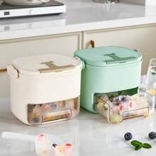 1 pieza Molde de cubitos de hielo de PET con interruptor de liberación con un solo toque, dos opciones de color clásico, asa de transporte conveniente en la tapa, extracción de hielo sin esfuerzo, perfecto para uso doméstico y actividades al aire libre, ideal para cócteles y bebidas refrescantes