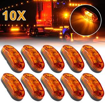 10 قطع مؤشر ضوئي أمامي وخلفي عالمي جديد محدث ب- 2 مصباح LED، لجميع الشاحنات والمركبات الترفيهية والسيارات والمقطورات والكرفانات، لا يحتاج إلى بطارية وسهل التركيب