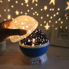 1pc Star & Moon LED Atmosphere Night Light - 360 Degree Rotating Projector Lamp With Multi-Color Lighting - Dimmable Indoor Mood Light, Button Control, Suitable For Room, Bedroom, Living Room, Karaoke Music Ambience