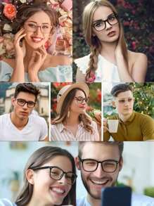 3pcs Blue Light Blocking Glasses Square Nerd Eyeglasses Frame Anti Blue Ray Computer Game Glasses,Anti-Blue Light,Blue Light,And For Computer Reading Gaming TV Phones,Anti Eyestrain,Clear Lens Eye Protection