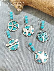 Women's Turquoise Vacation Beach Style Earrings, Suitable For Daily Wear - Beach Style Turquoise Earrings - View 1