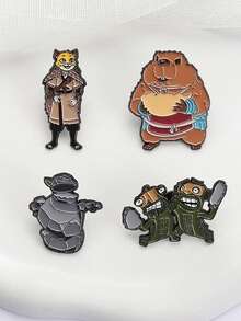 4Pcs Classic Comedy Anime Movies Enamel Pins Funny Cute Marmot Monsters Animal Brooches Backpack Lapel Badge Jewelry Gift For Friends - Multicolor - View 5