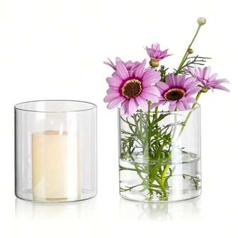 4 件大型亚克力圆柱花瓶套装 - 6X6 英寸花瓶，适用于中心装饰、装饰和插花 - 防碎，美观的房间装饰，适用于客厅、厨房、办公室、周年纪念、派对、婚礼