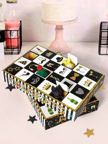 5pcs/1pc Black & Gold Theme Funny Poke Poke Fun Blind Box Surprise Gift Box, Deluxe Party Decoration 24 Holes Box, Suitable For Back To School, Anniversary, Holiday Countdown 24 Days, Birthday Party, Mother's Day, Summer Wedding, Father's Day, Graduation, Retirement Party, Daily & Holiday Parties - Black and Gold Theme Hole Music Blind Box - View 4