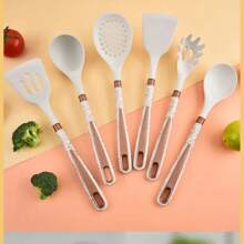 7 pièces d'ustensiles de cuisine en silicone antiadhésif, incluant un support de rangement, un set de cuisine avec spatule et cuillère à motif diamant, un coffret cadeau, incluant spatule, cuillère, et ustensile à spaghettis