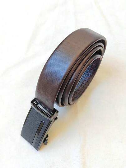 Cinto de Couro Masculino com Fivela Automática, Fashion e Casual para Jovens, de Meia-Idade e Para Uso Profissional