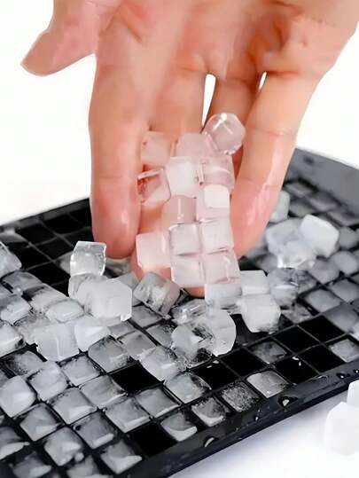 1 pieza Molde de silicona para hacer cubitos de hielo cuadrados pequeños de 1 cm con 160 rejillas, molde de cubitos de hielo con tapa desmontable, muy adecuado para cubitos de hielo pequeños, hielo picado, batidos y fácil desmolde, accesorios de enfriamiento de verano