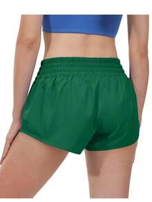 Women's Mid-Rise 2.5" Running Shorts – Quick-Dry, Lightweight Gym Shorts With Liner & Zipper Pockets For Sports & Workouts - 綠色 - 查看 3