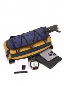 Bike Handlebar Bag - Bicycle Handlebar Roll Bag With Large Reflective Area, Bike Front Pouch With Waterproof Zipper Shoulder Strap Removable Straps For Cycling