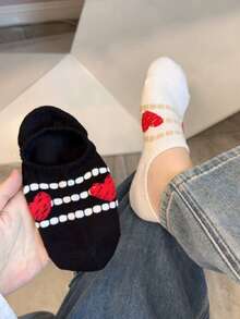 4Pairs Love Boat Socks Spring And Summer Simple Women's Socks Versatile Ins Striped Invisible College Style - Multicolor - View 3