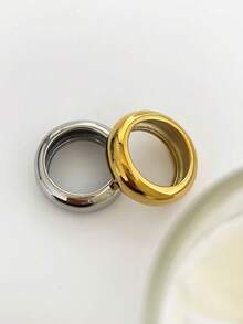 8毫米 10毫米 高抛光 18K 镀金圆形粗戒指 男女款 光滑不锈钢 简约派对珠宝