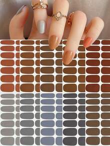 Y2K Simple Solid Color Versatile Mixed-Match Full Nail Art Stickers With Emery Board, Easy To Apply - Multicolor - View 6