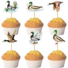 12/24 PEÇAS Toppers de Cupcake de Caça a Patos, Decoração de Festa de Aniversário de Pato, Decorações de Chá de Bebê com Tema Pato, Suprimentos para Festa, Decorações de Bolo com Tema de Pato para Festa de Aniversário, Suprimentos de Festa de Aniversário