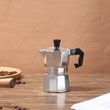 1 pieza Cafetera Moka de aluminio con válvula única, cafetera para hacer espresso, se puede calentar directamente, ideal para relajarse al aire libre, tomar un café de vuelta al colegio