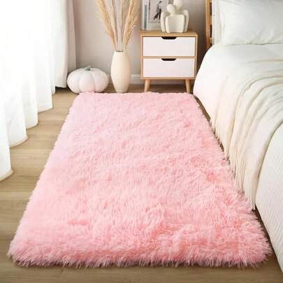 1 pièce Tapis moelleux moderne d'intérieur et d'extérieur en rose/vert herbe/chameau pour la chambre à coucher, le salon, le dortoir, la chambre d'enfants. Décoration de maison en polyester antidérapant et confortable.