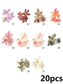 20 Pieces Silk Flowers Photography Props, Realistic Wedding Bouquet, Bulk Artificial Flower Heads, Floral Wreath Made Of Synthetic Silk Flowers, Random Assorted Faux Flowers
