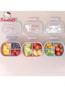 Sanrio 1PC Sanrio Official Licence Cute Kitty Cat Handheld Lunch Box, Girl Heart Portable And Handheld Bento Box, Office Workers, Students Divided Lunch Box, Fruit Box,School Supplies