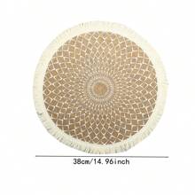 4/6/8 runde Tischsets mit Quaste, Wärmeisolierung, Party-Dekor, Tisch-Akzent im Restaurant, bedrucktes Wellenmuster, Boho-Stil, Jute-Material, waschbar, für alle Jahreszeiten geeignet, schützt Tischplatte, Besteck, Getränke, Desserts, Zuhause, Hochzeit, Restaurant-Dekoration.