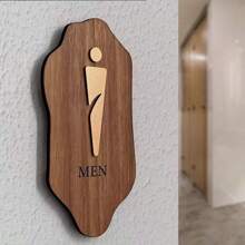 9.8 Inch Nordic Style Male Female Bathroom Sign With Self-Adhesive Back,Acrylic Imitation Wood Grain Technology,Easy Installation, British Style Acrylic Toilet Sign For Bathroom, Restroom, And Changing Room Best Gifts Birthday Graduation
