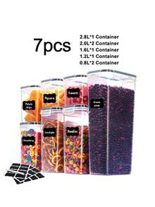 20pcs Sealed Pasta Storage Container Kit Large Plastic Jar With Labels For Flour, Sugar, Noodles And Dry Food - Pantry Organization  Storage Supplies,Local Warehouse,Kitchen Decor And Accessories,Funny Stocking Stuffers,Storage And Organization - Đen và trắng - Xem 13