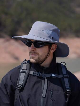 男士夏季可拆卸风衣渔夫帽，户外速干防水防晒帽，适用于钓鱼、徒步旅行、露营、狩猎，透气