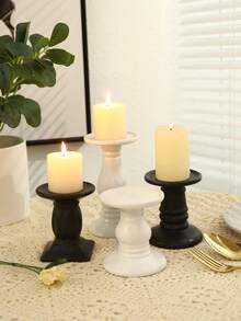 1 pieza Soporte de vela de cerámica negro y blanco simple y elegante, candelabro vintage negro para la cena, decoración atmosférica, objeto artístico, decoración del hogar, difusor de aromas