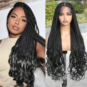 [Curly Goddess Lace Wig] 150% Density Curly Braided Butterfly Lace Edge Wig - Women's Full Lace Wig - High Temperature Fiber Goddess Wig