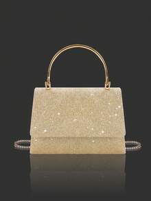 Elegant Women's Evening Clutch Bag, Exquisite Luxury Shoulder Bag With Sparkling Rhinestone Jewelry 3 Pieces Set, Fashionable Shoulder Bag Suitable For Party Girls, Ladies, Brides, Perfect For Party, Wedding, Prom, Gala - Champagne - View 3