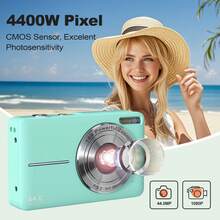 4MP 1080P 数码相机，16 倍变焦，LCD 显示屏和 32GB 存储卡 - 紧凑设计，适合摄影和摄像，适合学生和创意人士，学生摄影装备 | 紧凑型数码相机 | 便携式设计，迷你相机，圣诞节、万圣节、感恩节礼物，生日礼物