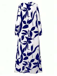 Abaya larga con estampado de plantas para mujeres, modesta