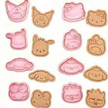 Sanrio (Authorized) Sanrio 2/4/8/Piece/Set Mini Cookie Cutting Machine Cartoon Embossing Mold, Hello PP Kitty Plastic Mold, Used For Baking Cupcakes, Pancakes, Apple Pies, Gingerbread, Gummies Decoration, Suitable For Various Birthdays And Parties, Essential Watermelon Mold For Summer