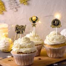12pcs Happy 18th 30th 40th Birthday Cupcake Plugin, Party Baking Desserts And Cake Accessories