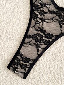 Bộ bikini hai mảnh ren màu trơn mới, kiểu dáng gợi cảm, buộc dây sau lưng, cúp ngực tam giác và quần bikini kiểu Brazil, thích hợp cho kỳ nghỉ biển, màu đen. - màu đen - Xem 4