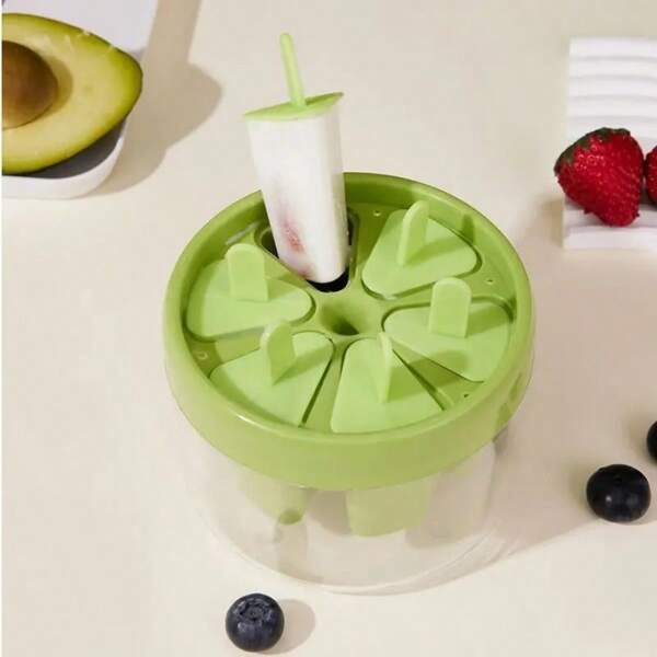 1pc Ice Cream Mold, DIY Homemade Ice Cream, Durable Silicone With Cover, Suitable For Ice Cream, Ice Pop, Ice Tray, Storage Box, Ice Pop Rack, Can Make 8 Homemade Ice Pops
