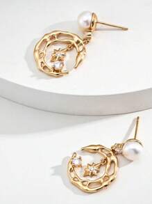 Cercei retro pentru femei, bijuterii, cercei cu perle, stele, lună, cercei noi, stil elegant, accesorii cadou