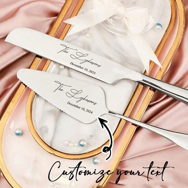 1 Set individuell gestaltetes Kuchenmesser und Gabel Hochzeitstorte Schneideset, kreatives Kuchenmesser und Gabel