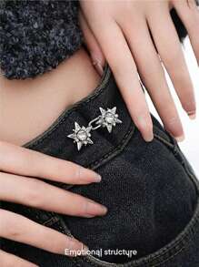 Boucle de ceinture métallique rétro en forme d'étoile à cinq branches, avec un design unique, un outil de serrage, réglable