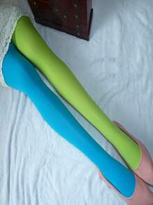 1 Pair Dual Color Pantyhose For Women, Sculpting, Slimming Leggings, Striped Tights, Sexy European Style