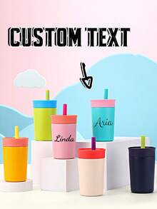 Caneca Térmica Personalizável de Aço Inoxidável de 12 oz com Canudo, Copo de Carro Isolado de Capacidade Pequena - Multicolorido - Visão 1