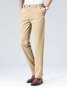 3pcs Men's Classic Design Trousers, Solid Color Stretchy Pants For Business Occasions In Spring/Summer, Elegant Luxury Style - Multicolor - View 4