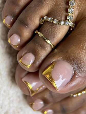 24 Pieces Short Square Press On Nails, French Style Simple Phnom Penh Design Summer Nails, Sweet Cool Fresh Style, Suitable For Women And Girls Daily, Travel Vacation Nail Supplies Nails