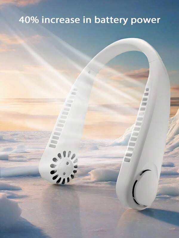 Un nouveau ventilateur portatif sans feuille à suspendre au cou, ventilateur USB rechargeable petit de troisième génération, avec sortie d'air tourbillonnaire, réglage à trois vitesses