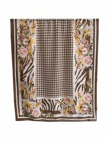 1pc Plaid Print Fashion Scarf, Elegant Lightweight Contrast Color Artistic Casual Shawl For Women - Multicolor - View 4