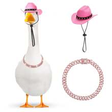 2pcs Western Cowboy Chain Collar Porch Goose Outfits For 23"/ 17'' Lawn Cement Goose Statue Clothes Cowboy Hat With Chain Collar