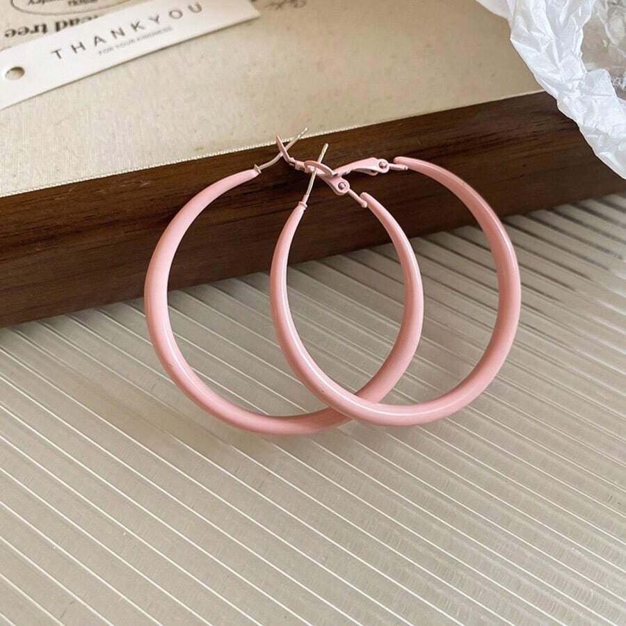 1 Pair Fashionable Simple & Versatile C-Shape Hoop Earrings