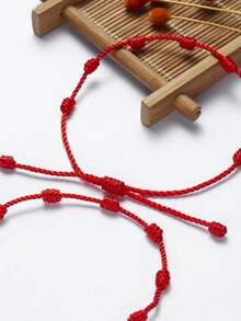 Kit 4 Pulseira Vermelha De 7 Sete Nós Kabbalah Afastar O Mal