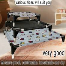 Cama elevada refrescante para mascotas, de tela de poliéster impermeable, con marco desmontable de acero inoxidable, confort para todo el año para perros medianos, pequeños y extra pequeños - Colchoneta cuadrada para perros resistente al agua con base antideslizante