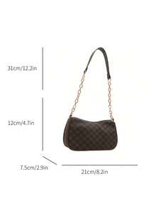 New Spring/Summer Simple Versatile PU Underarm Bag, Fashionable Chain Shoulder Bag, High-Quality Hand-Held Bag - Coffee Brown - View 2