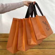 10pcs/Caramel Colored Non-Woven Fabric Clothing Store Tote Bag, Shopping Tote Gift Bag Summer Cooling,Beach,Travel